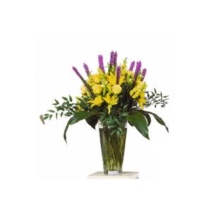 Vase saisonnier jaune et mauve de CARISMA FLORISTS®