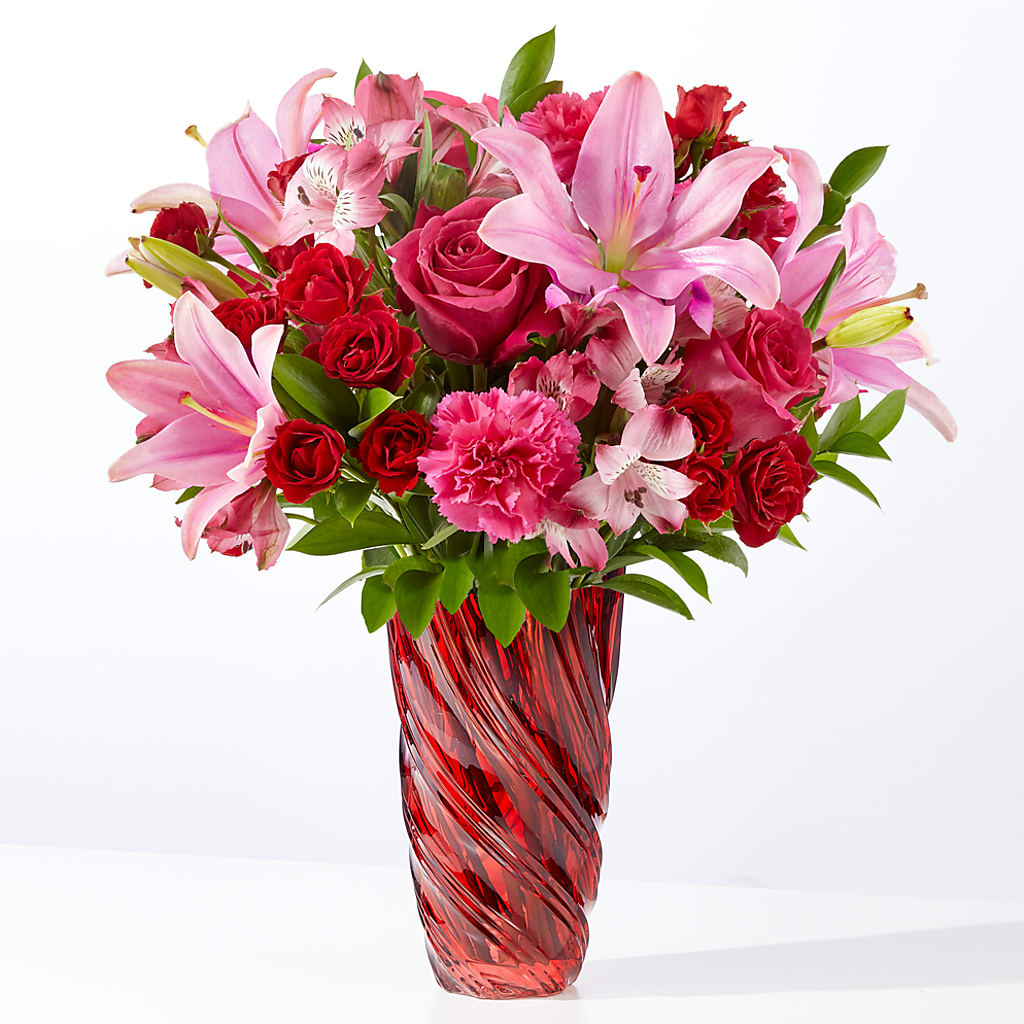 In Love Bouquet with Luxe Swirl Vase – Carisma Florists, Mississauga ON