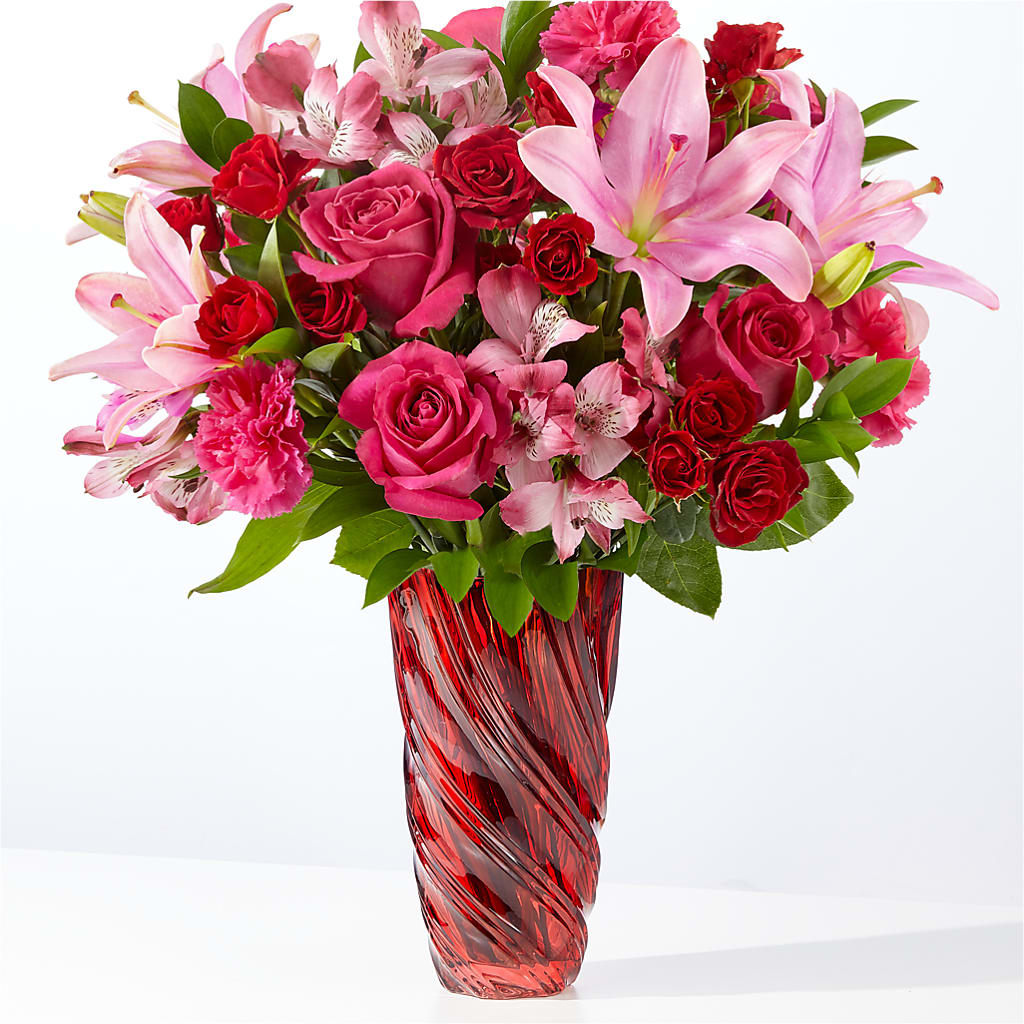 In Love Bouquet with Luxe Swirl Vase – Carisma Florists, Mississauga ON