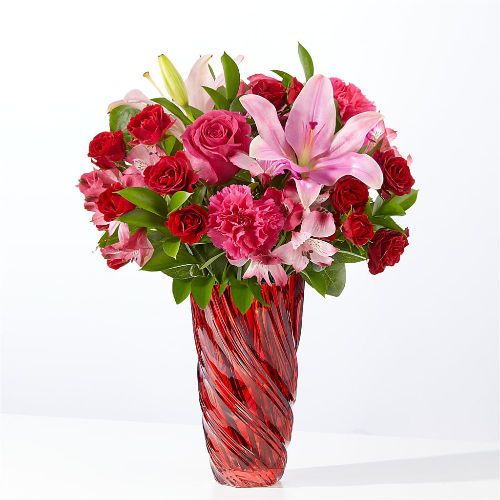 In Love Bouquet with Luxe Swirl Vase – Carisma Florists, Mississauga ON