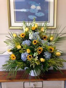 Carisma Florists® Special Arangement Whites, Yellow and Blue – Carisma Florists, Mississauga ON