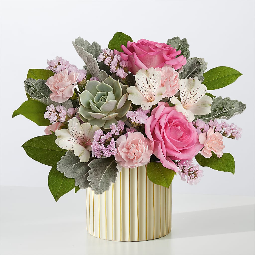 Dusty Rose Bouquet with Ivory Vase – Carisma Florists, Mississauga ON