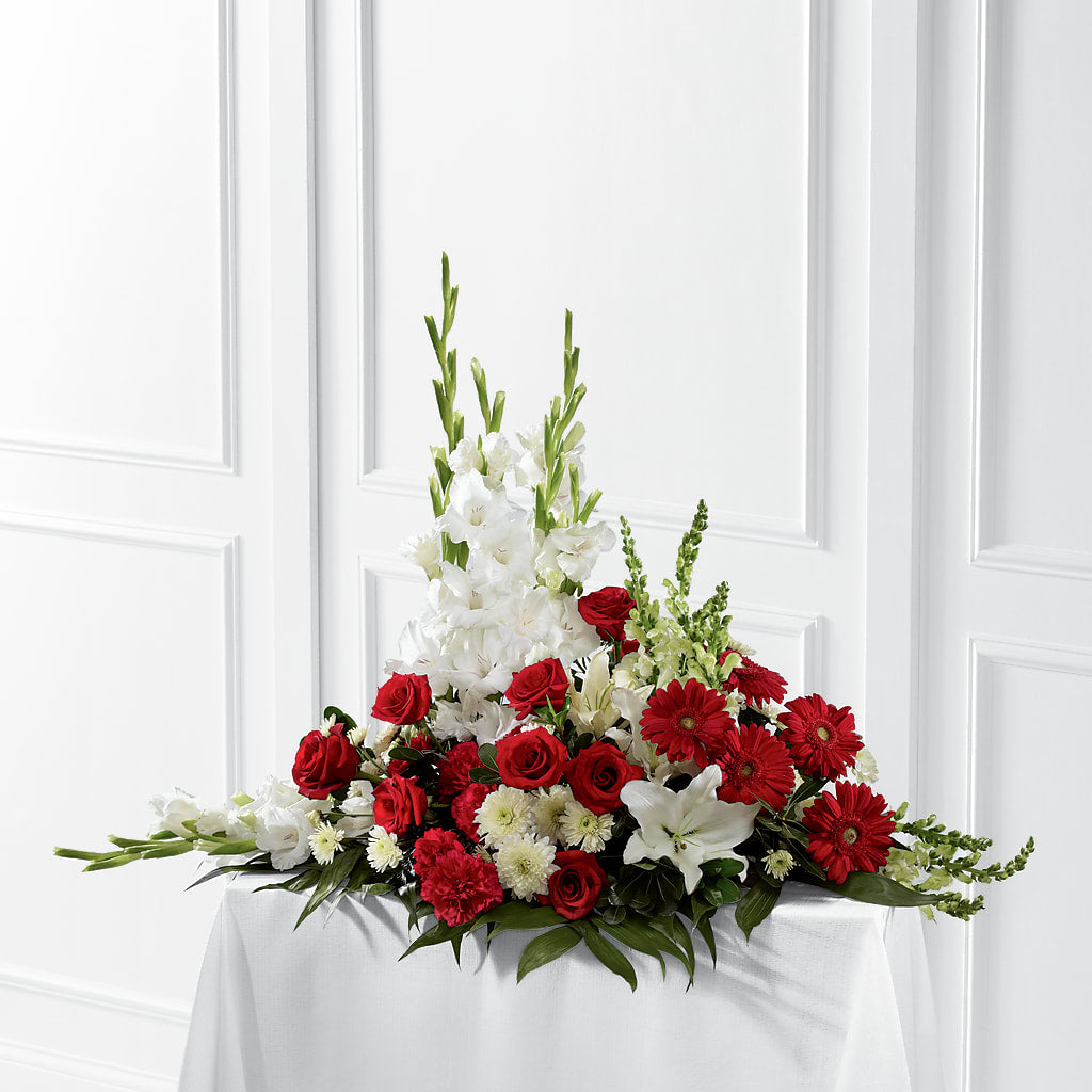 Crimson & White Arrangement – Carisma Florists, Mississauga ON