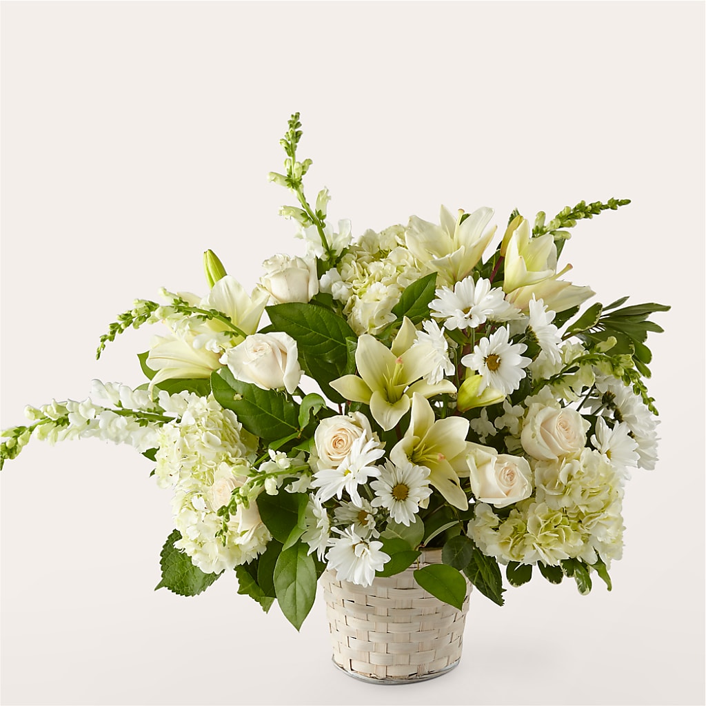 Ivory Elegance Floral Basket – Carisma Florists, Mississauga ON