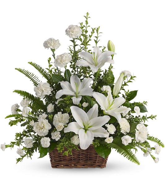 Panier de lys blancs paisibles