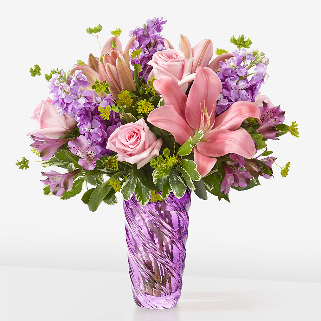 Precious Petals Bouquet with Luxe Swirl Vase – Carisma Florists, Mississauga ON