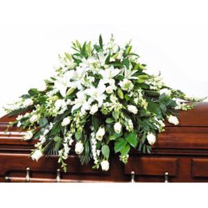 CARISMA FLORISTS&reg; White & Cream Victorian Casket Spray CFF-007