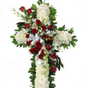 CARISMA FLORISTS® Croix blanche avec roses