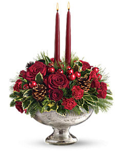 Teleflora's Mercury Glass Bowl Bouquet