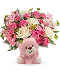 Teleflora's Precious Pink Bear Bouquet